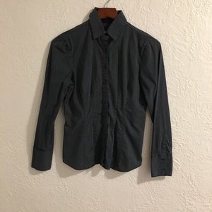 Blue pinstriped button down shirt